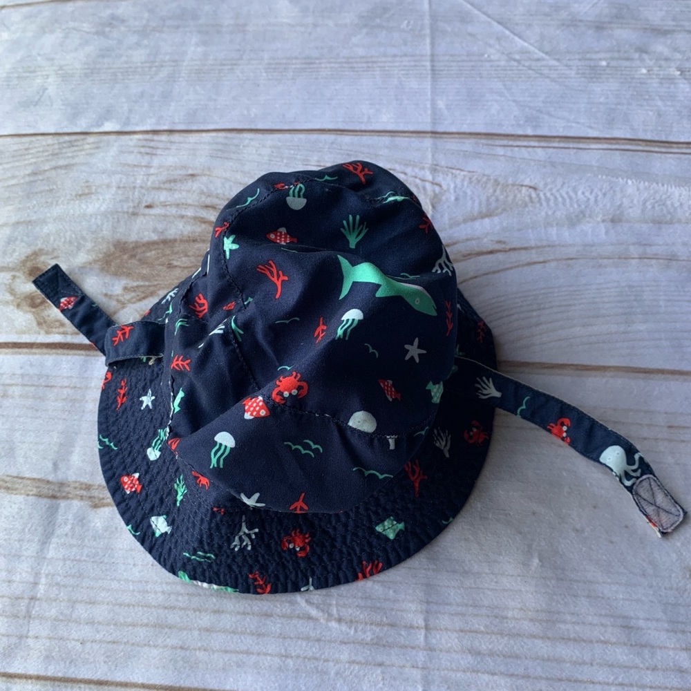 Navy Shark Sun Baby Hat